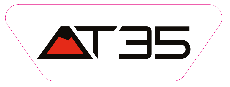 Эмблема смоляная АТ35 черные буквы/оранжевая заливка (вставка в расширитель)