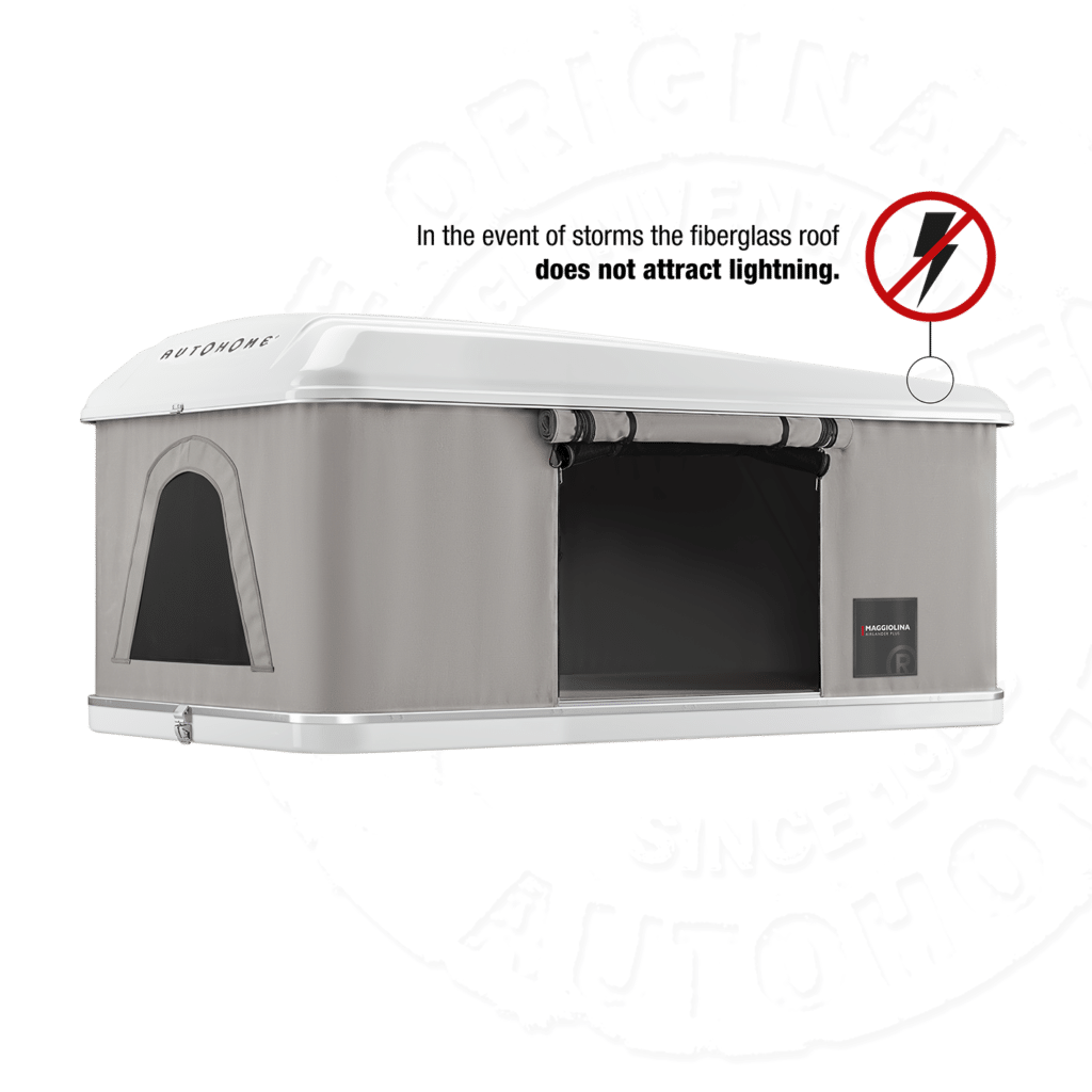 Палатка на крышу автомобиля AUTOHOME MAGGIOLINA AIRLANDER PLUS SMALL GRAY X-LONG, серый тент, лестница 215 мм