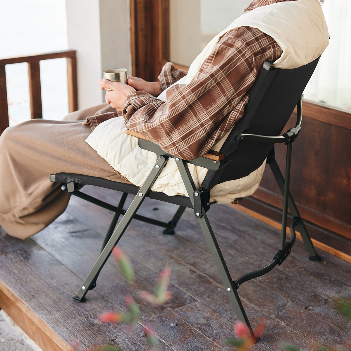 Кресло туристическое Naturehike складное, черное, до 120 кг