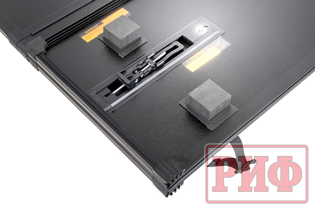Крышка кузова РИФ для Mitsubishi L200 2024+, трёхсекционная 1545x1600/1550 мм, алюминиевая, черная 1545x1600/1550 мм