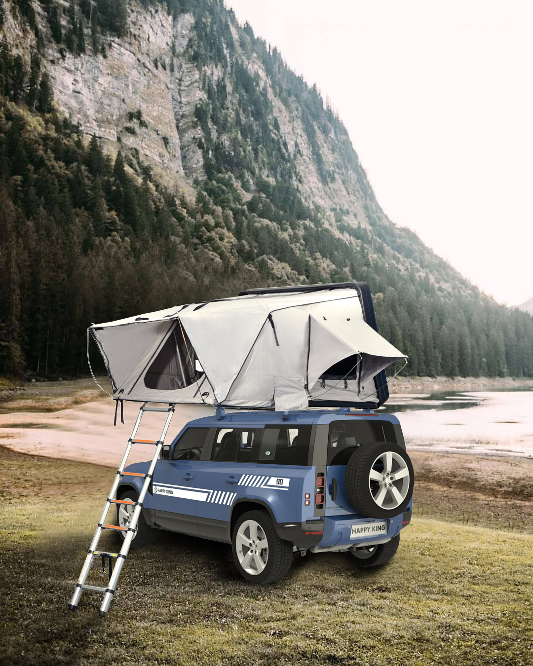 Палатка на крышу автомобиля РИФ Hard RT03-165W, корпус черный, тент серый